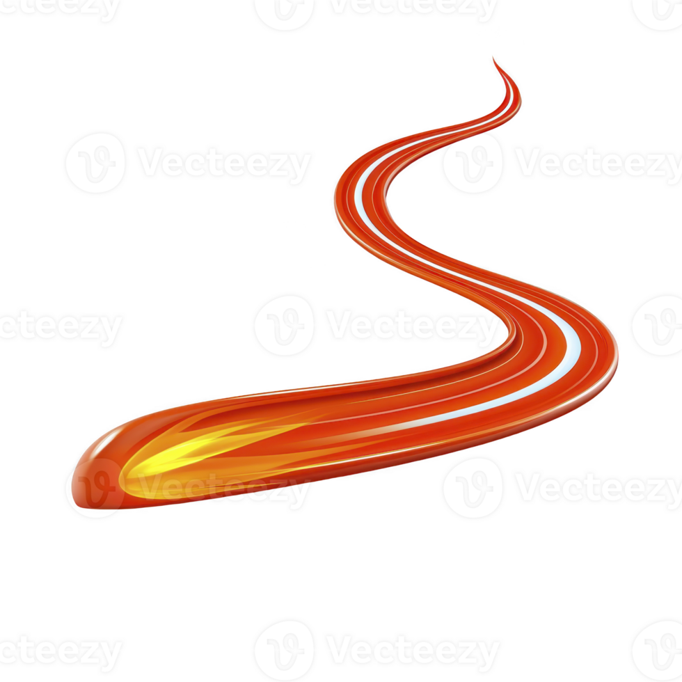dynamic, swirling red and orange abstract shape with glowing center creates sense of motion and energy against transparent background png