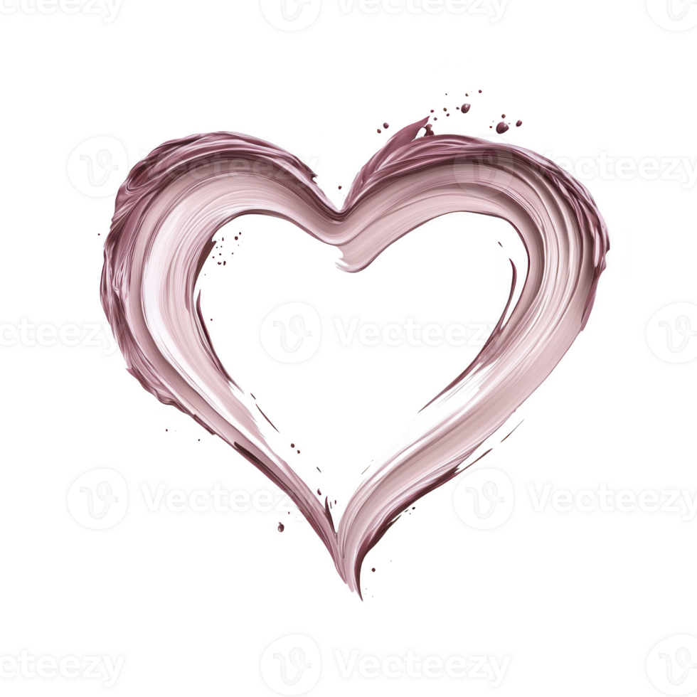 heart shape painted with brush strokes in shades of pink and purple, creating romantic and artistic feel. brushwork gives textured and dynamic appearance png