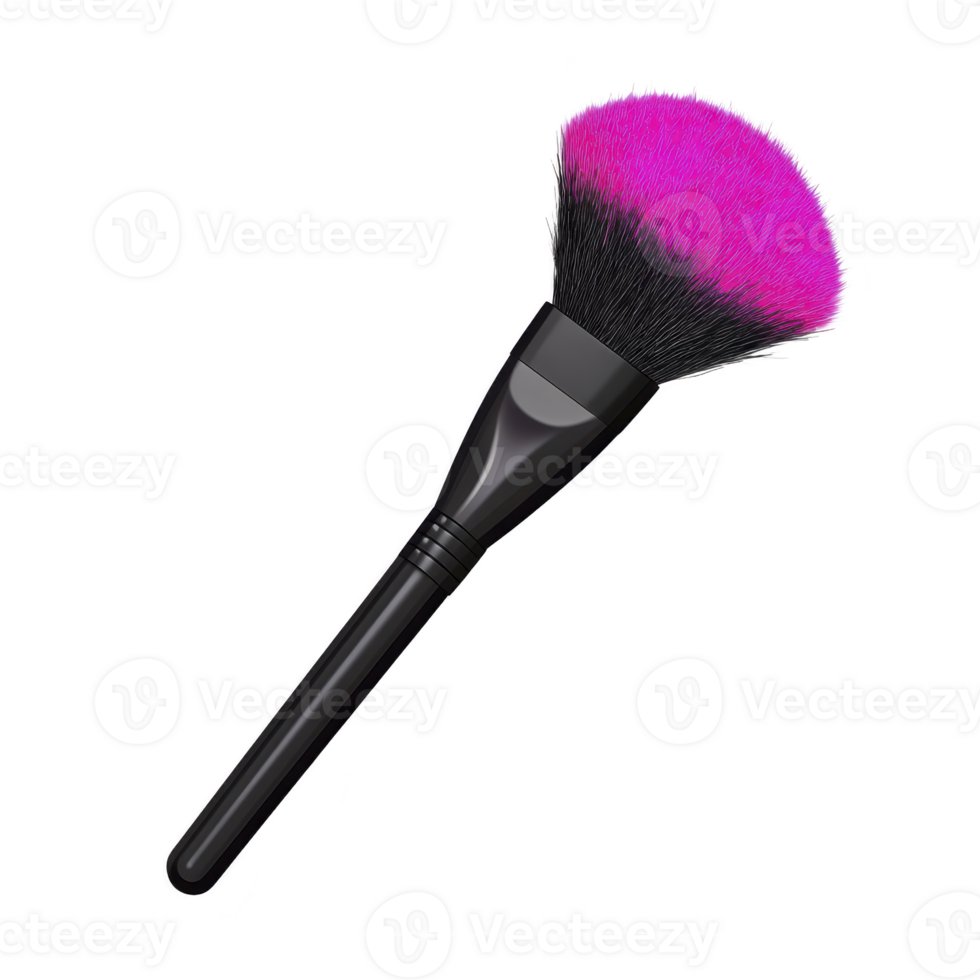 vibrant pink makeup brush with black handle, perfect for applying blush or powder, adds pop of color to any beauty routine. soft bristles ensure smooth application png