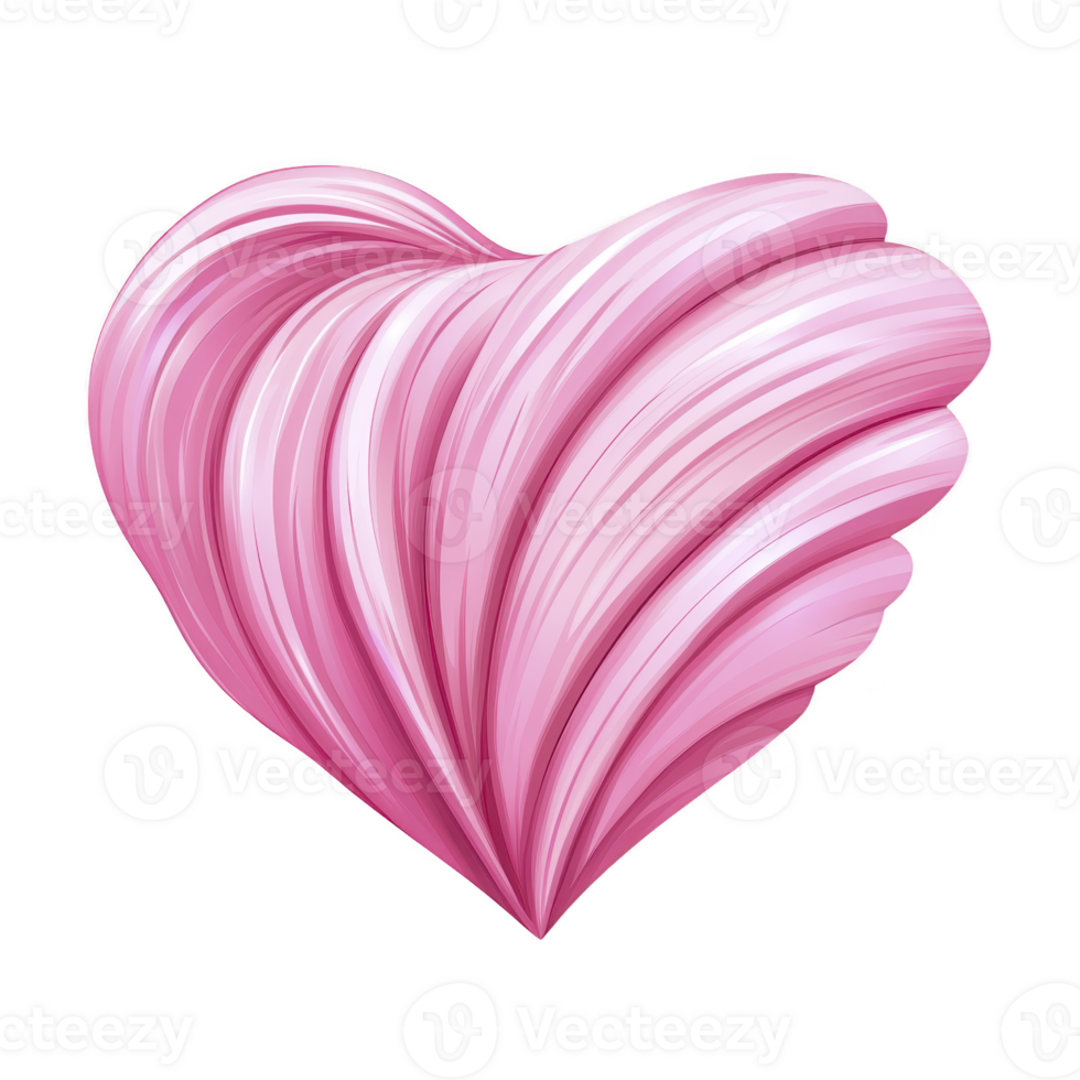 pink, swirling heart shape with glossy texture, resembling smooth, flowing ribbons, creates sense of romance and elegance. design is both artistic and modern png