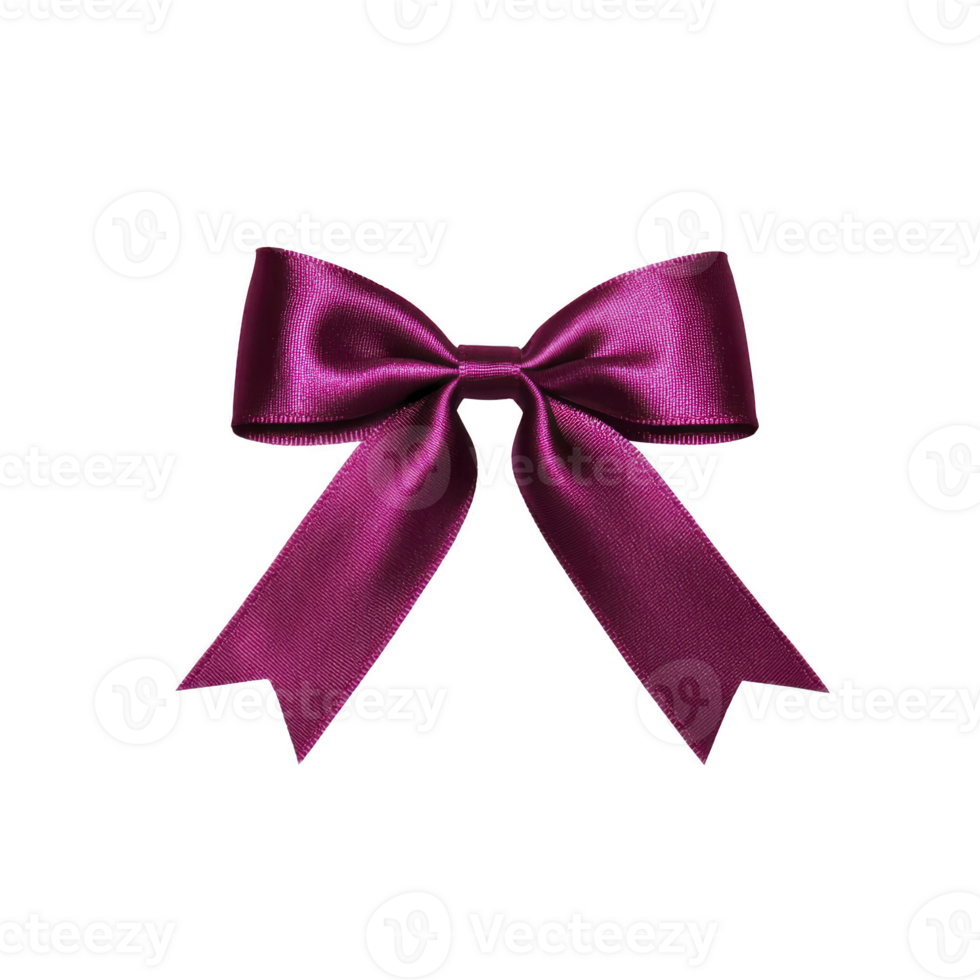 vibrant purple satin ribbon bow with glossy finish, featuring two long tails and symmetrical loop design, perfect for gift wrapping or decorative purposes png
