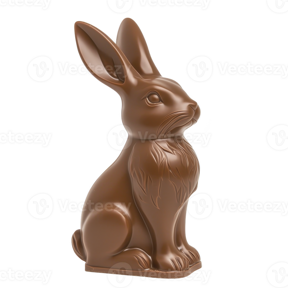 chocolate bunny sculpture with intricate details, showcasing smooth and glossy finish, perfect for Easter celebrations or as delightful gift png