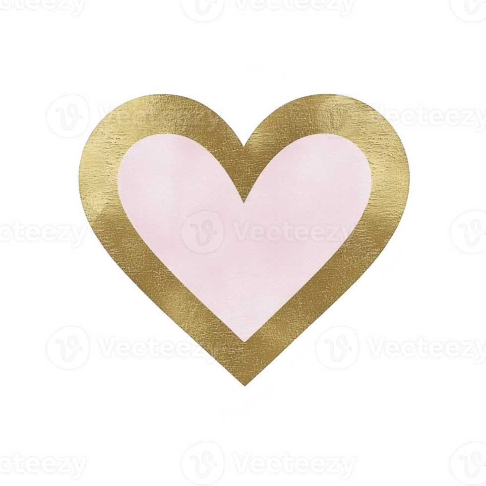 pink heart with gold border creates charming and elegant design, perfect for romantic or decorative themes. combination of colors adds touch of luxury and warmth png