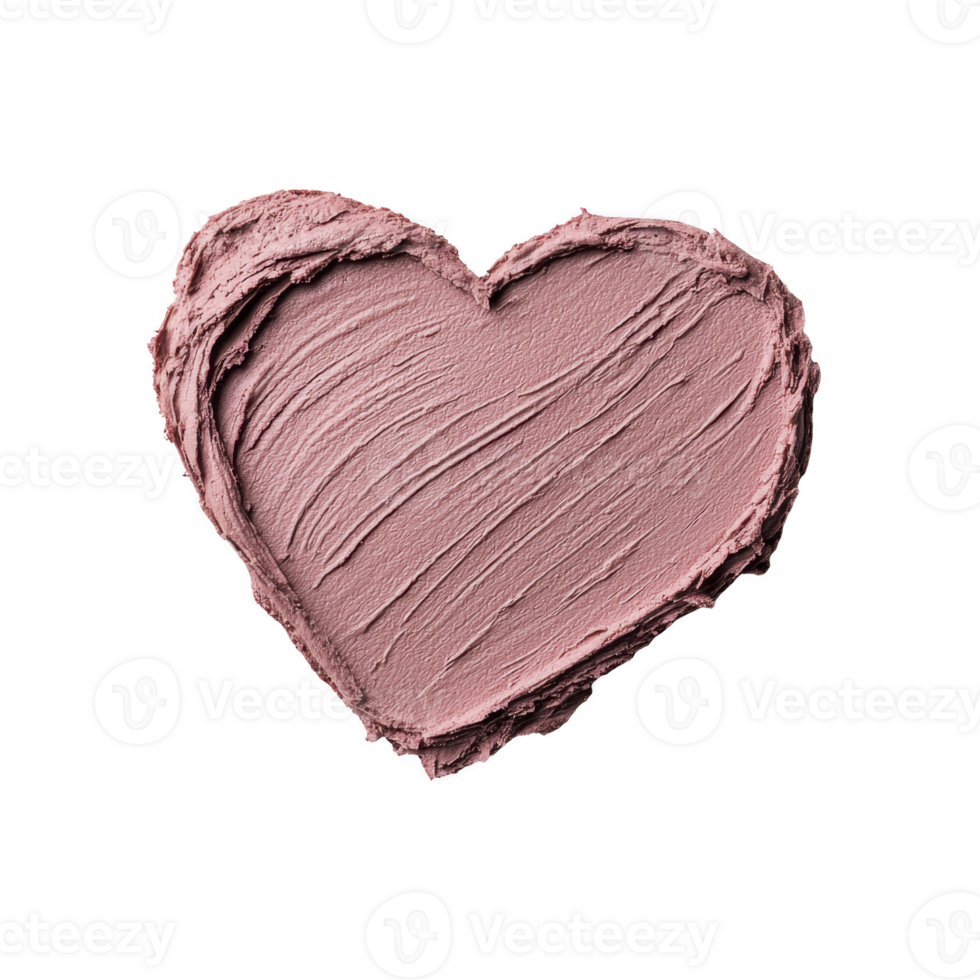 heart shaped smear of pink cosmetic cream is displayed against transparency background, showcasing its smooth texture and romantic appeal png