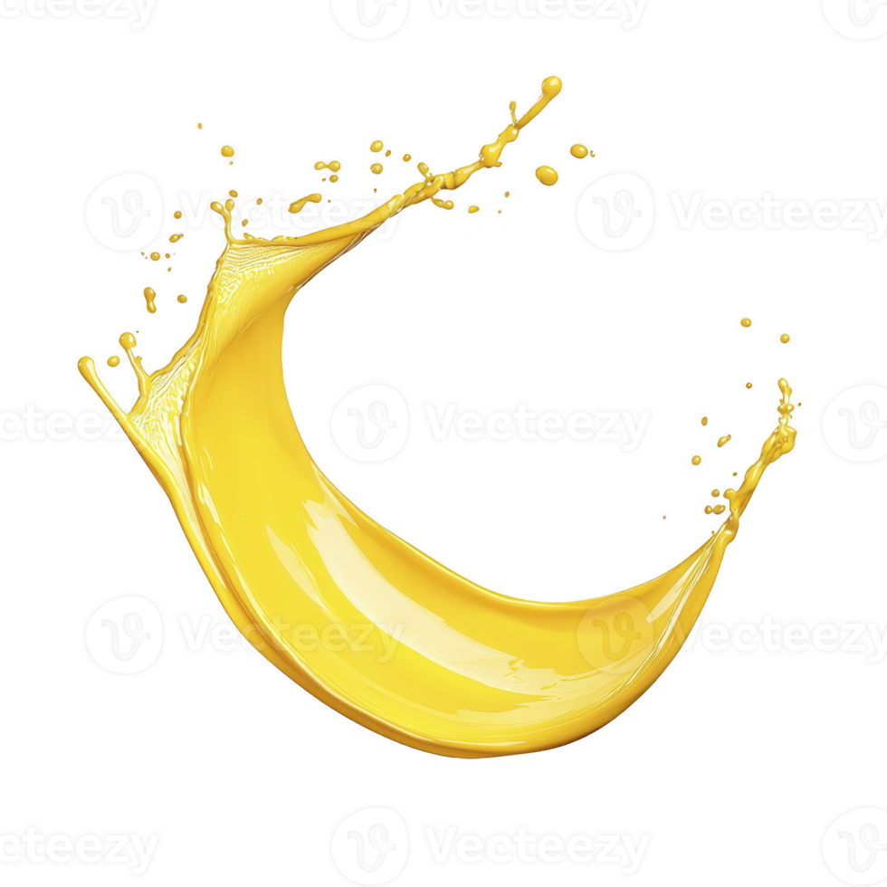 vibrant splash of yellow paint captured mid air, creating dynamic and energetic visual. fluid motion and bright color evoke creativity and excitement png