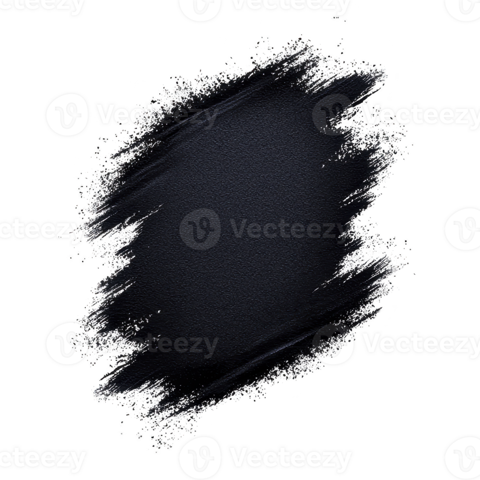 This features textured, dark gray brushstroke transparent background, resembling paint or ink splash. rough edges and uneven application give it artistic and dynamic feel. Dark gray brushstroke png