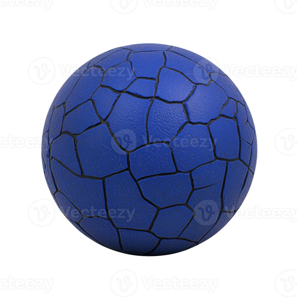 textured blue sphere with cracked pattern resembling mosaic or puzzle, creating abstract and artistic appearance. surface is smooth yet visually fragmented png