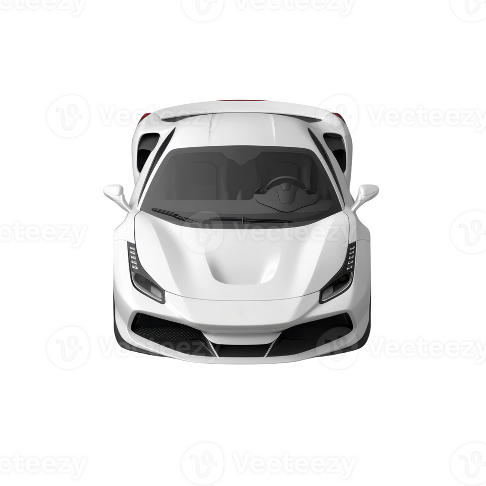 sleek white sports car is shown from top down view, highlighting its aerodynamic design and modern features. car smooth curves and sharp lines convey speed and elegance png