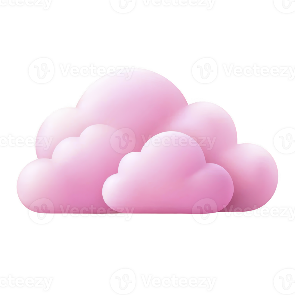 fluffy pink cloud illustration with soft, dreamy appearance, evoking sense of calm and whimsy. cloud pastel color and smooth texture create serene and playful atmosphere png