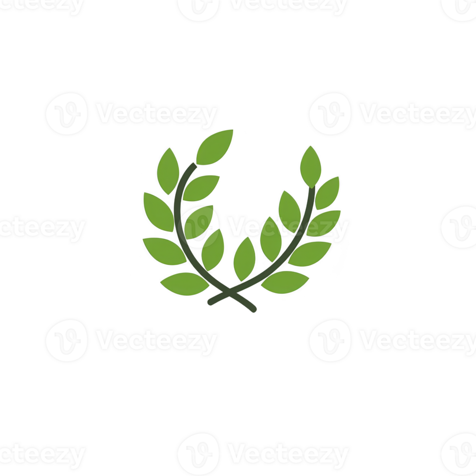 simple green laurel wreath with black outline symbolizes victory and achievement. design is minimalistic and elegant, often used in awards and emblems png