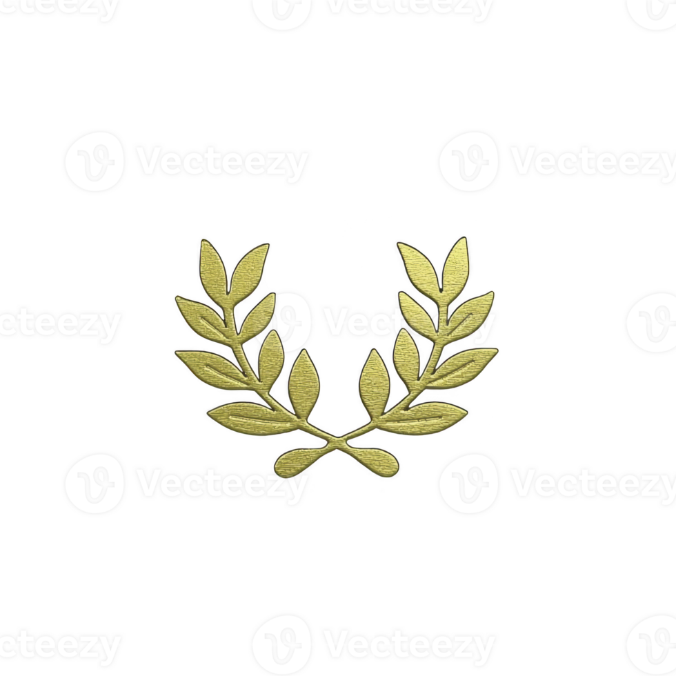 golden laurel wreath symbol on transparency background, representing victory and achievement. design is simple and elegant, often used in awards and emblems png