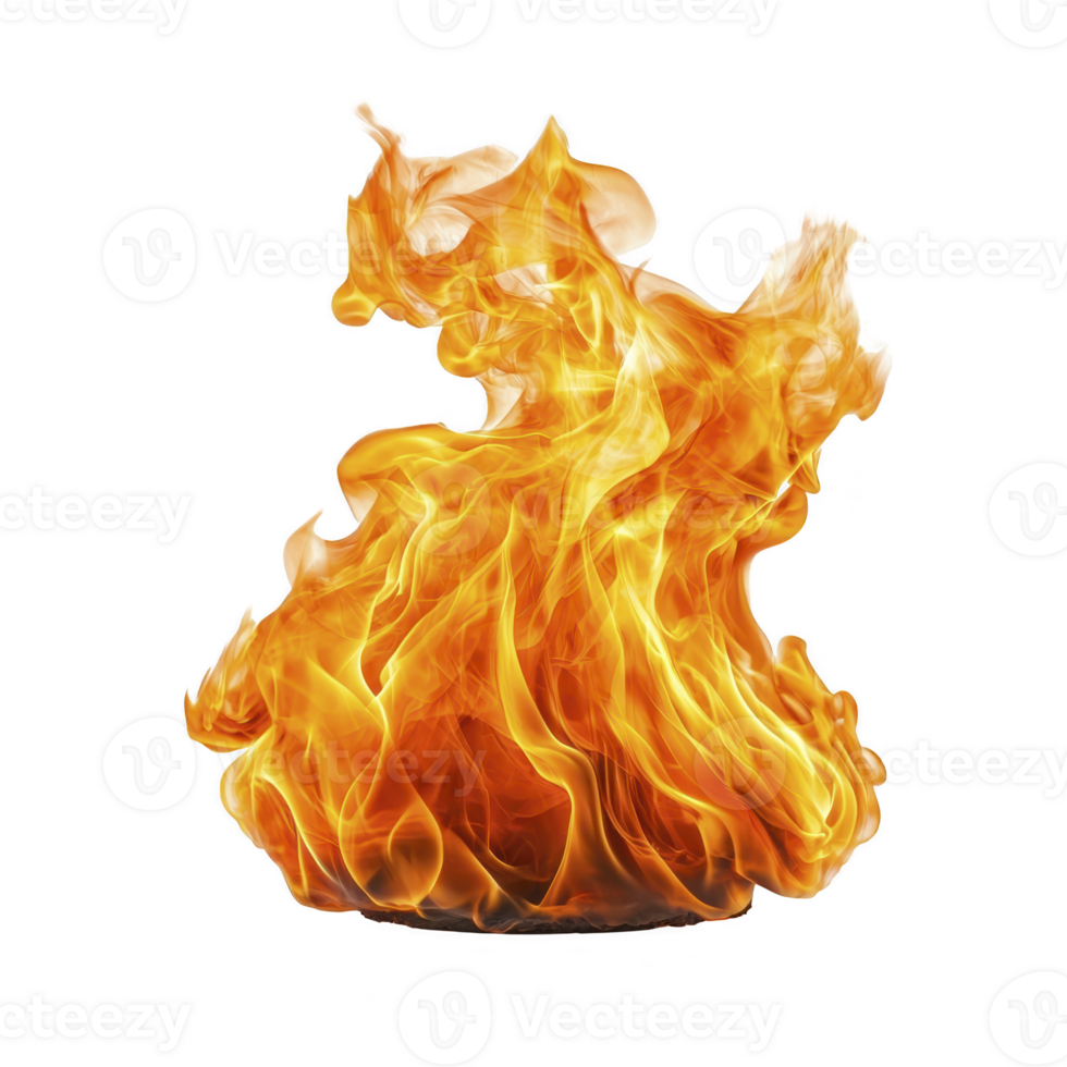 vibrant, dynamic flame with swirling orange and yellow hues dances against transparent background, evoking warmth and energy. fire movement is captivating and intense png