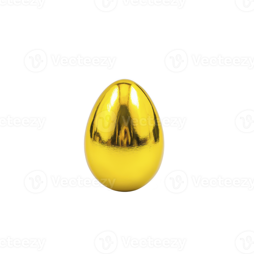 shiny golden egg with reflective surface stands out against plain background, symbolizing wealth and prosperity. Its smooth, polished texture adds luxurious feel png