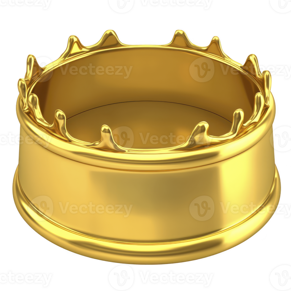 shiny golden crown with smooth, polished surface and pointed tips encircling top, symbolizing royalty and elegance. crown reflective quality adds luxurious touch png