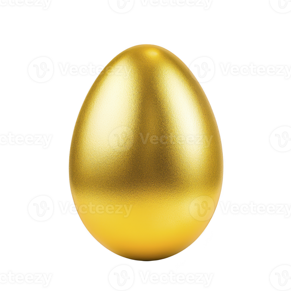 shiny golden egg stands out against plain background, symbolizing wealth and prosperity. smooth metallic surface reflects light, creating luxurious and elegant appearance png