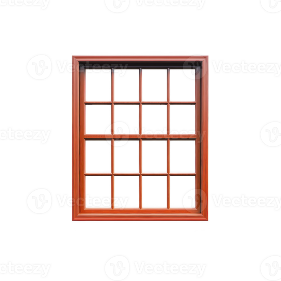 wooden window frame with grid pattern of multiple panes, isolated on transparency background, showcasing classic and elegant design png