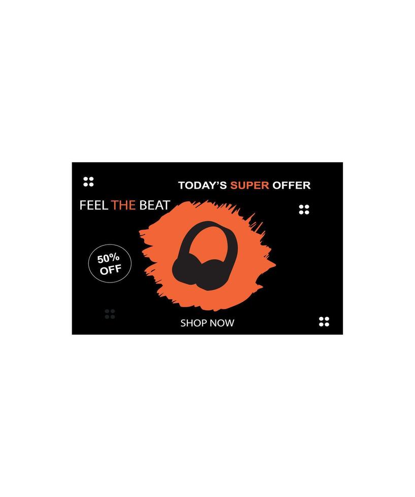 A black and orange poster with the words feel the beat vector