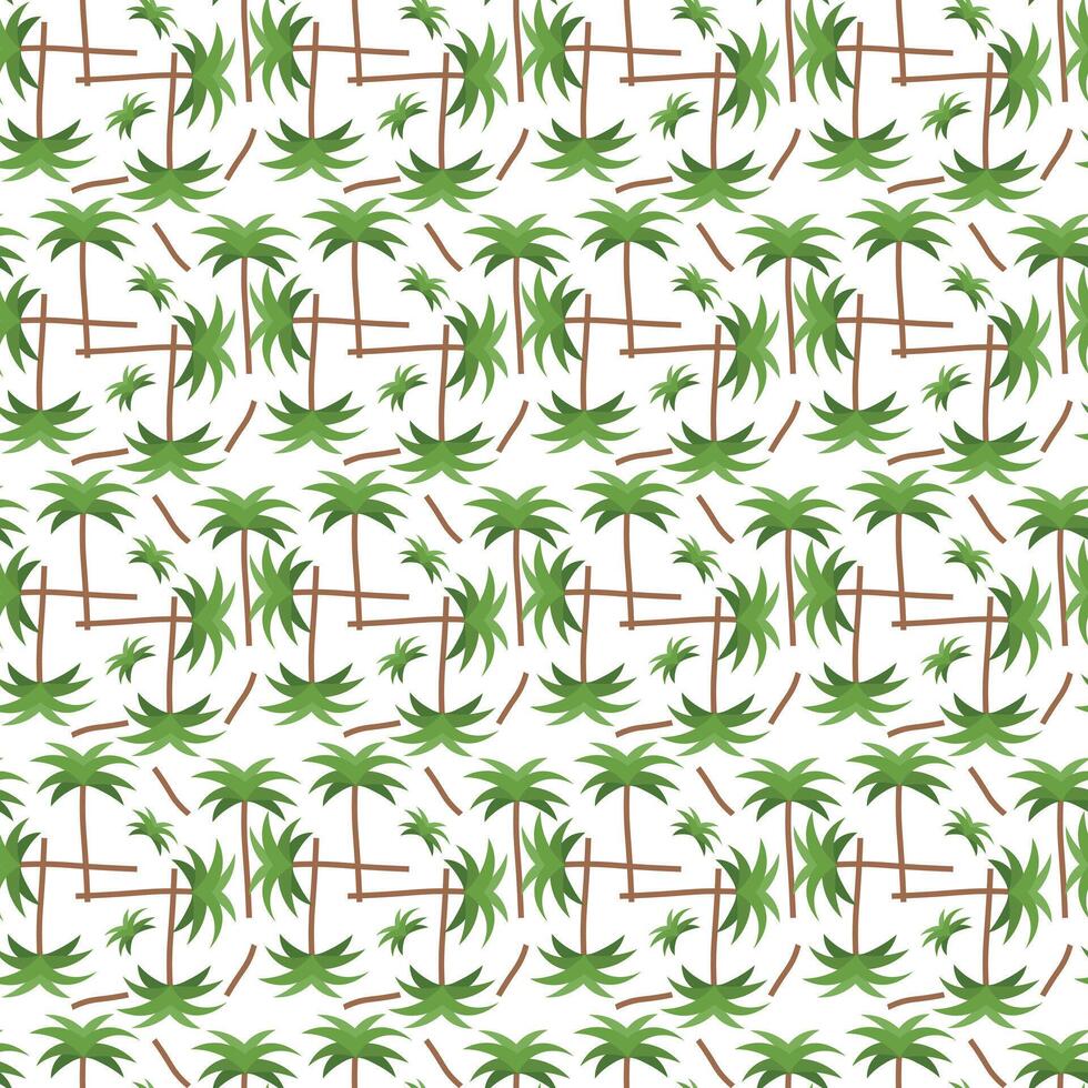 Beach summer background with green leaves palm. Seamless palm pattern with tropical tree. vector