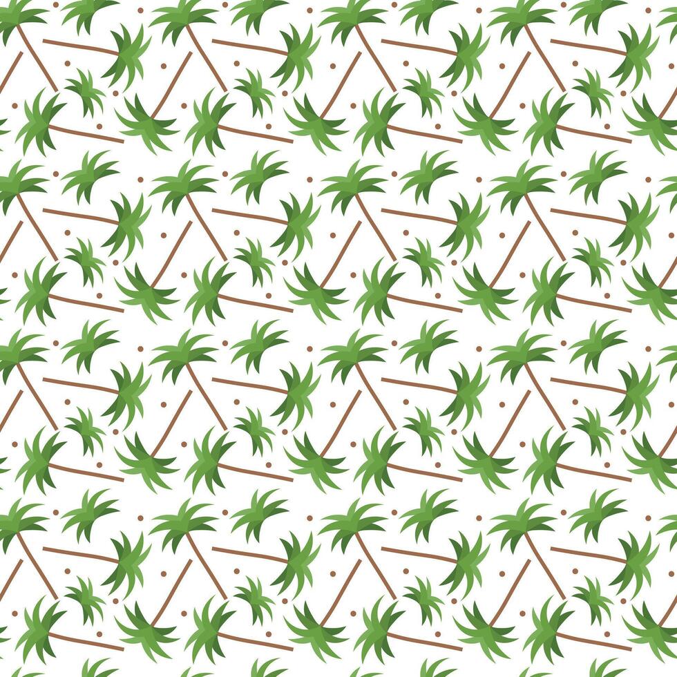 Palm seamless pattern with tropical tree. Beach summer background with green leaves palm vector