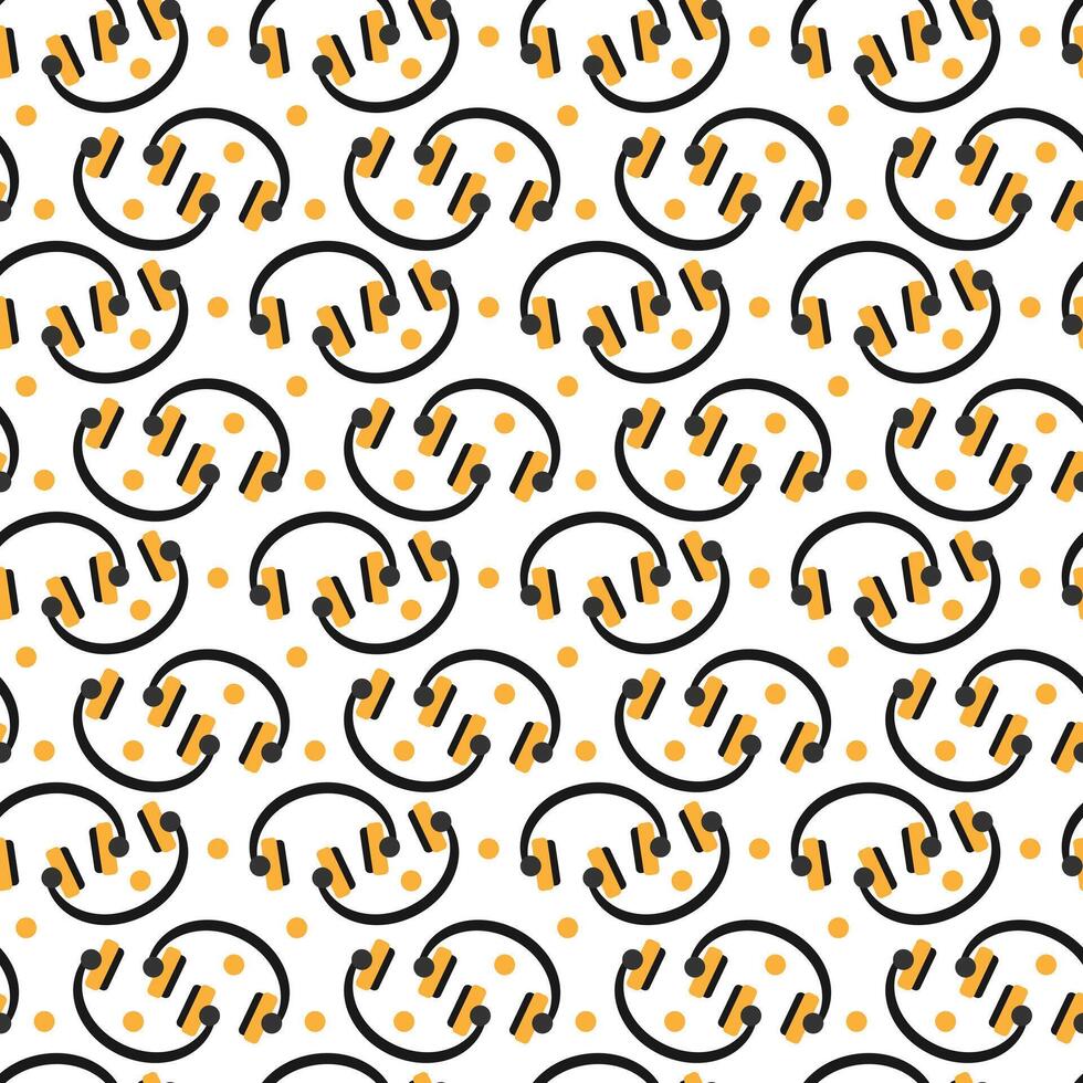 Audio sound pattern. DJ earphones music. Seamless headphones pattern with music wave. vector