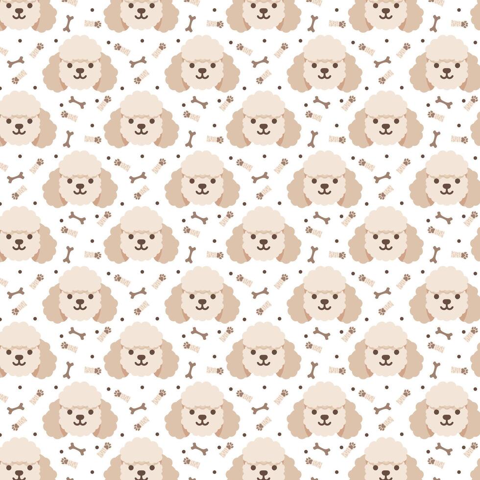 Poodle dog pattern with bone and paw. Puppy background for print. Pet themed design vector