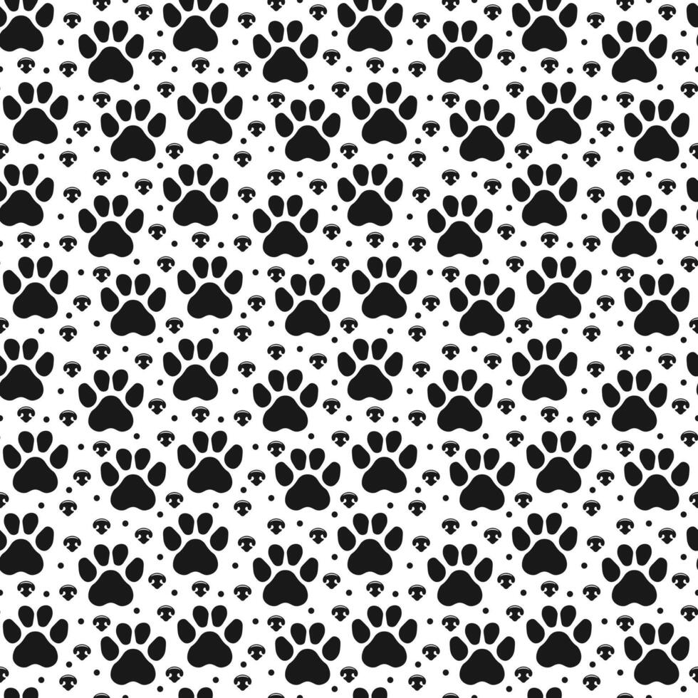 Seamless paw pattern with dog or cat footprint. Animal pet pawprint background vector