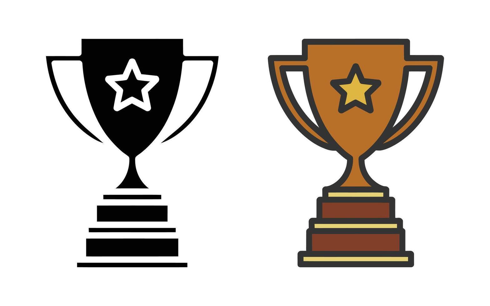 Award winning trophy icon set black and gold vector