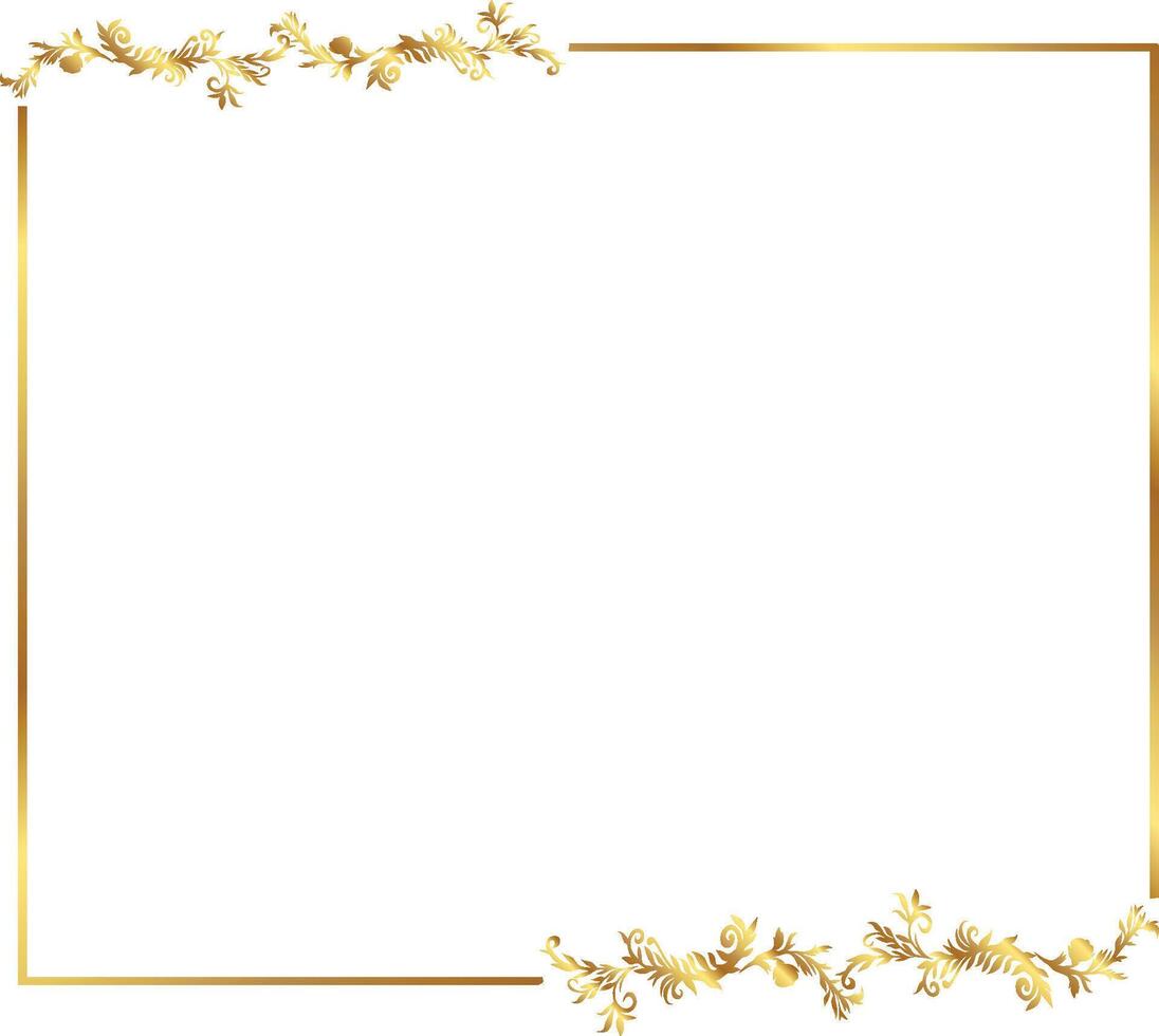 Gold frame with leaves on a white background vector
