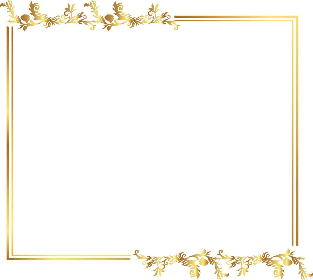 Gold frame with floral border vector