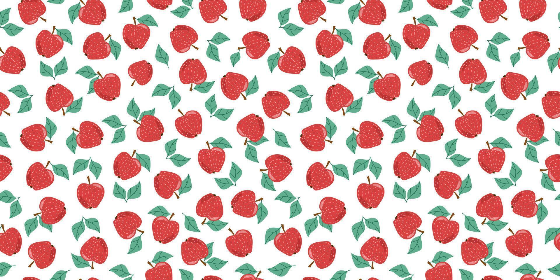 Strawberries and green leaves pattern vector