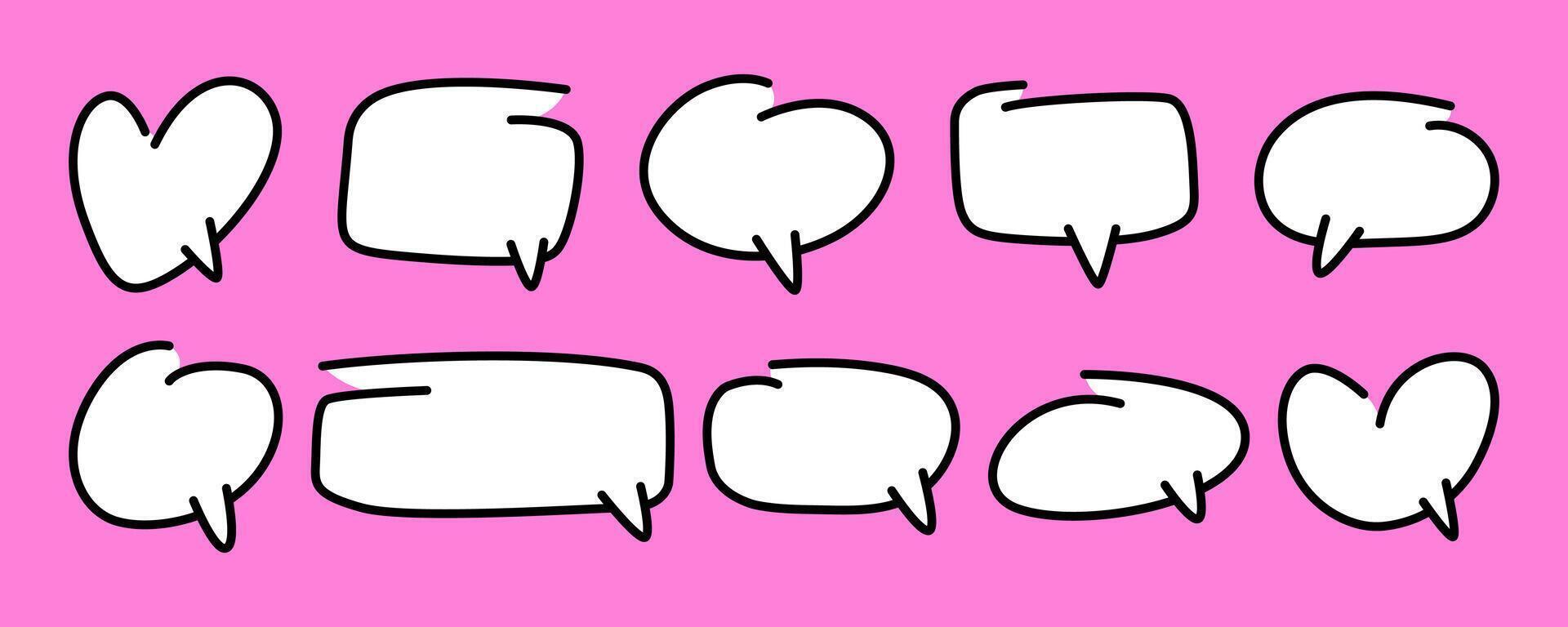 Cartoon speech bubbles are illustrated with drawn hands, creating a playful and lively atmosphere suitable for expressing various thoughts or messages. vector