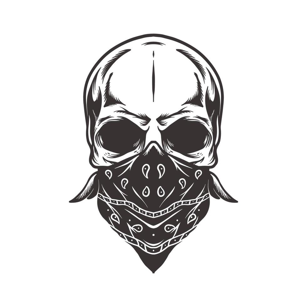 Handdrawn Skull Head with Slayer Bandana vector