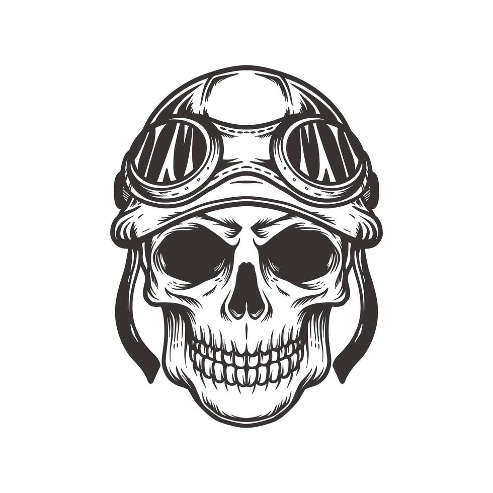 Handdrawn Skull with Pilot Helmet vector