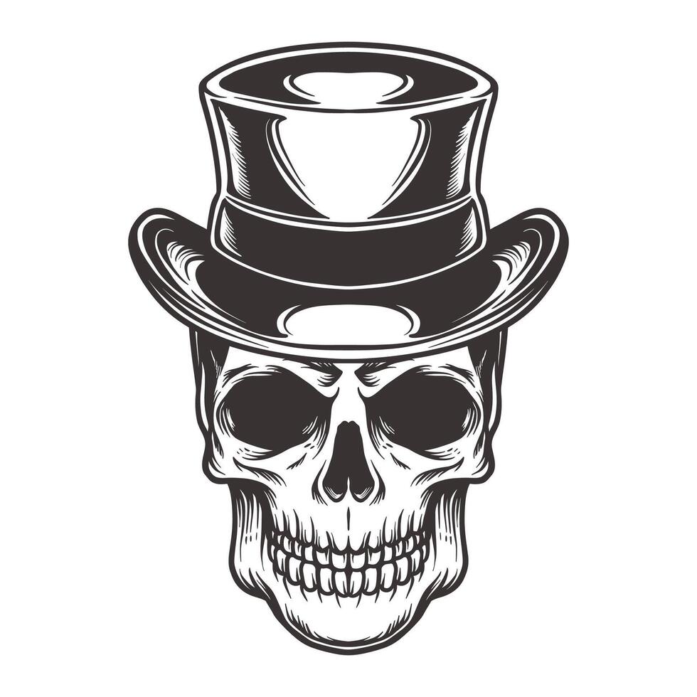 Handdrawn Skull with Slash Hat vector