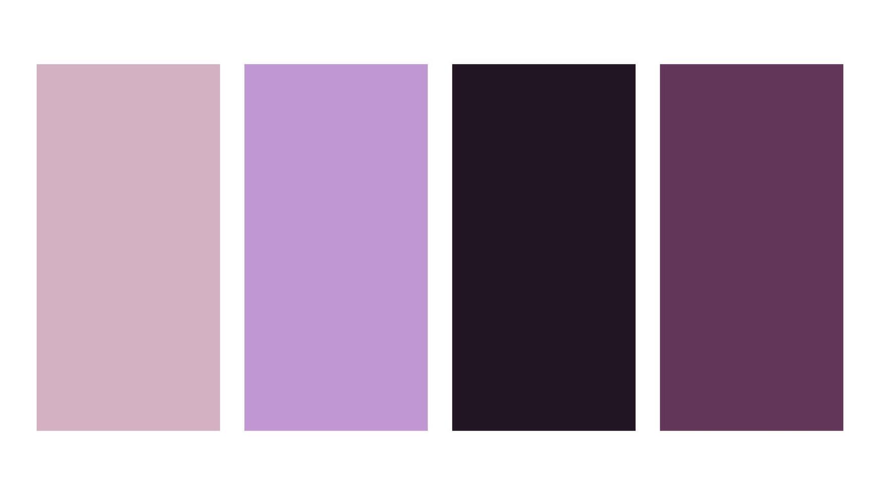 Mauve, Lavender, Black, Orchid color palette. Set of bright color palette combination in rgb hex. Color palette for ui ux design. Abstract illustration for your graphic design, banner, poster vector