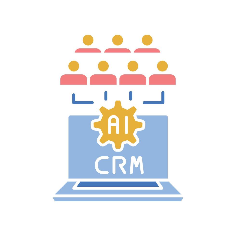 ai-driven crm black line icon vector