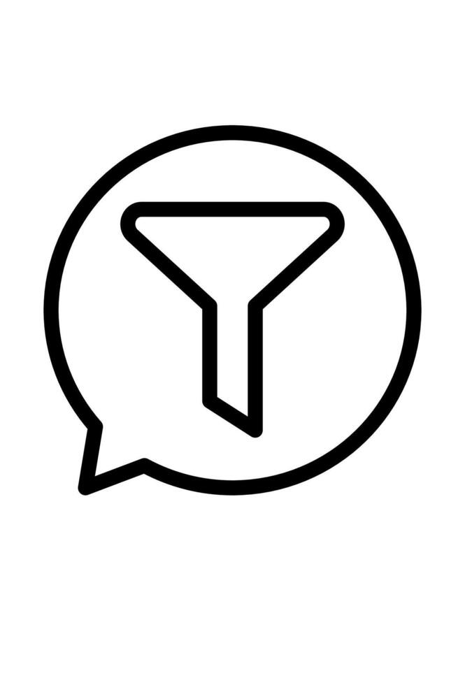 Filter icon in a speech bubble. Image of a digital filter symbol. vector