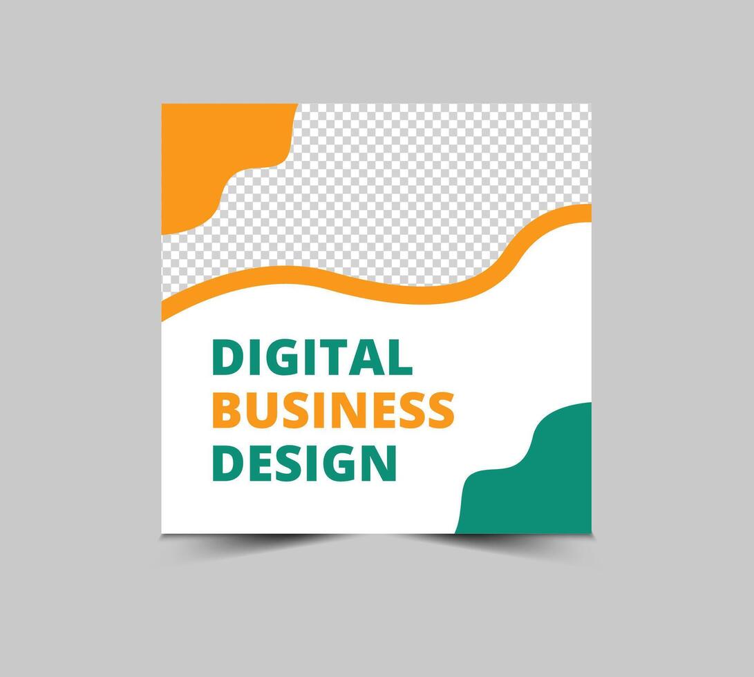 Social Media Post Template Design Yellow And Green Digital Marketing Banner For Business Corporate Modern Illustration vector