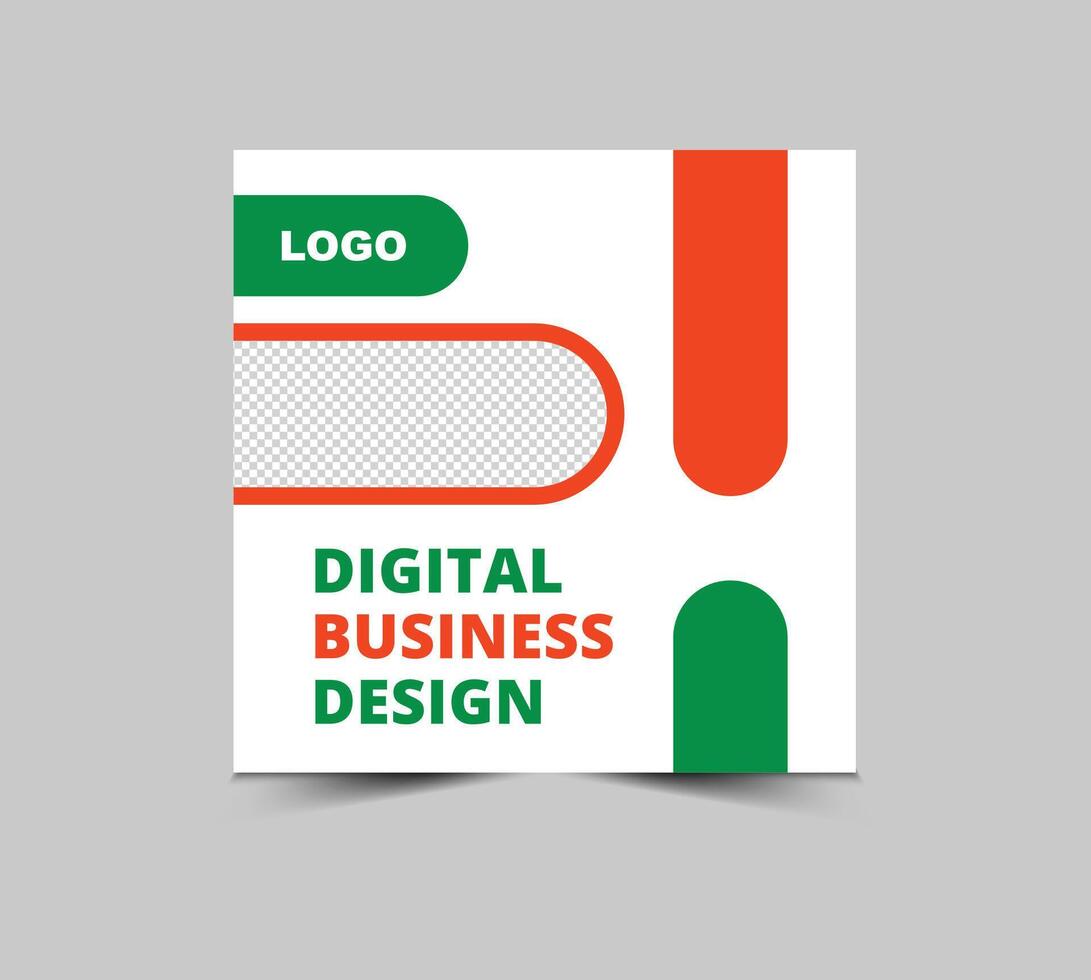 Social Media Post Template Design Green And Orange Digital Marketing Banner For Business Corporate Modern Illustration vector