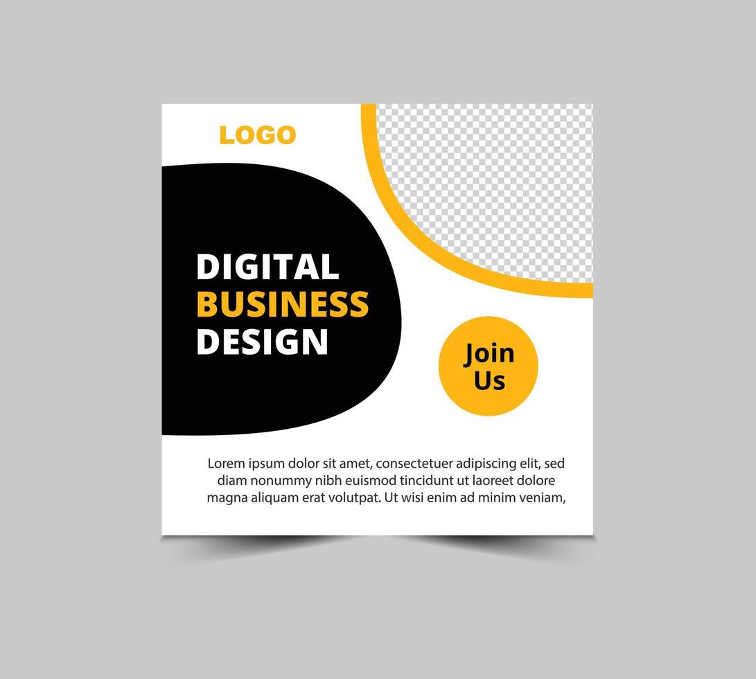 Social Media Post Template Design Yellow And Black Digital Marketing Banner For Business Corporate Modern Illustration vector