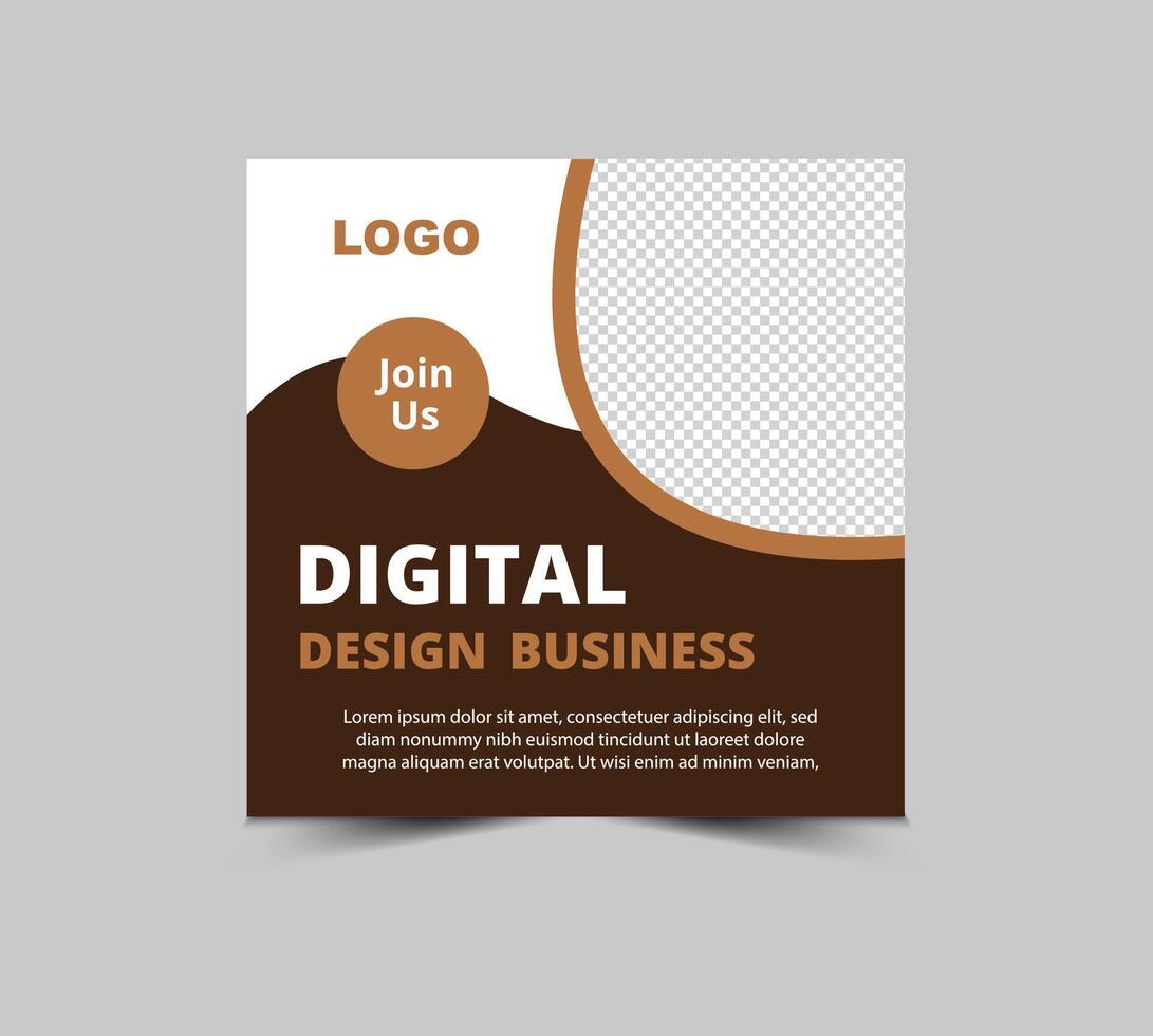 Social Media Post Design Template Brown Digital Marketing Banner For Business Corporate Modern Illustration vector