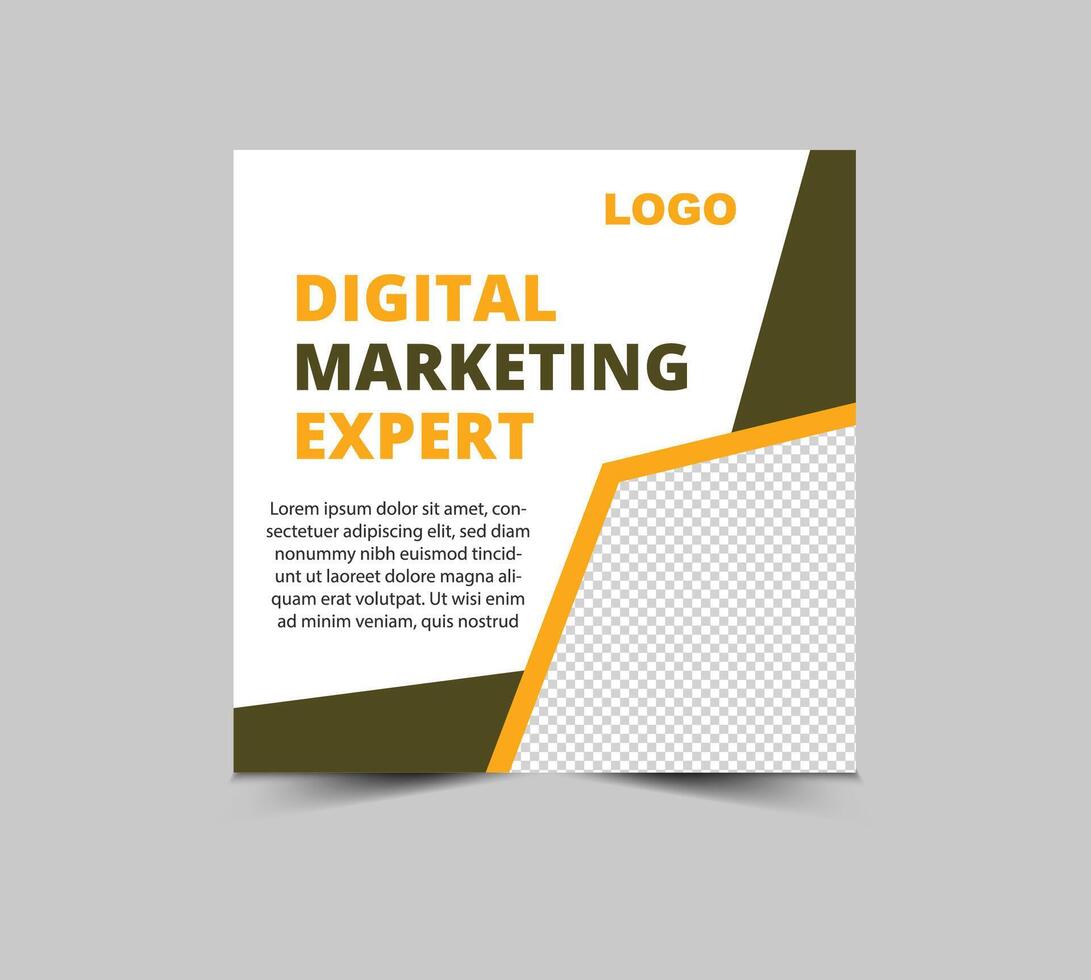 Social Media Post Design Template Brown And Yellow Digital Marketing Banner For Business Corporate Modern Illustration vector