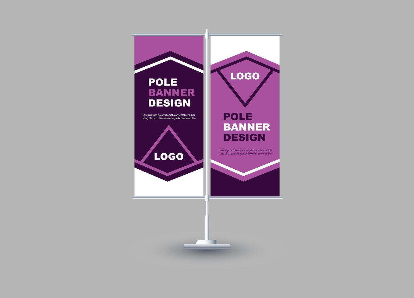 Pole Street Banner Design Template Purple Color Advertisement Promotion Announcement Modern Illustration vector