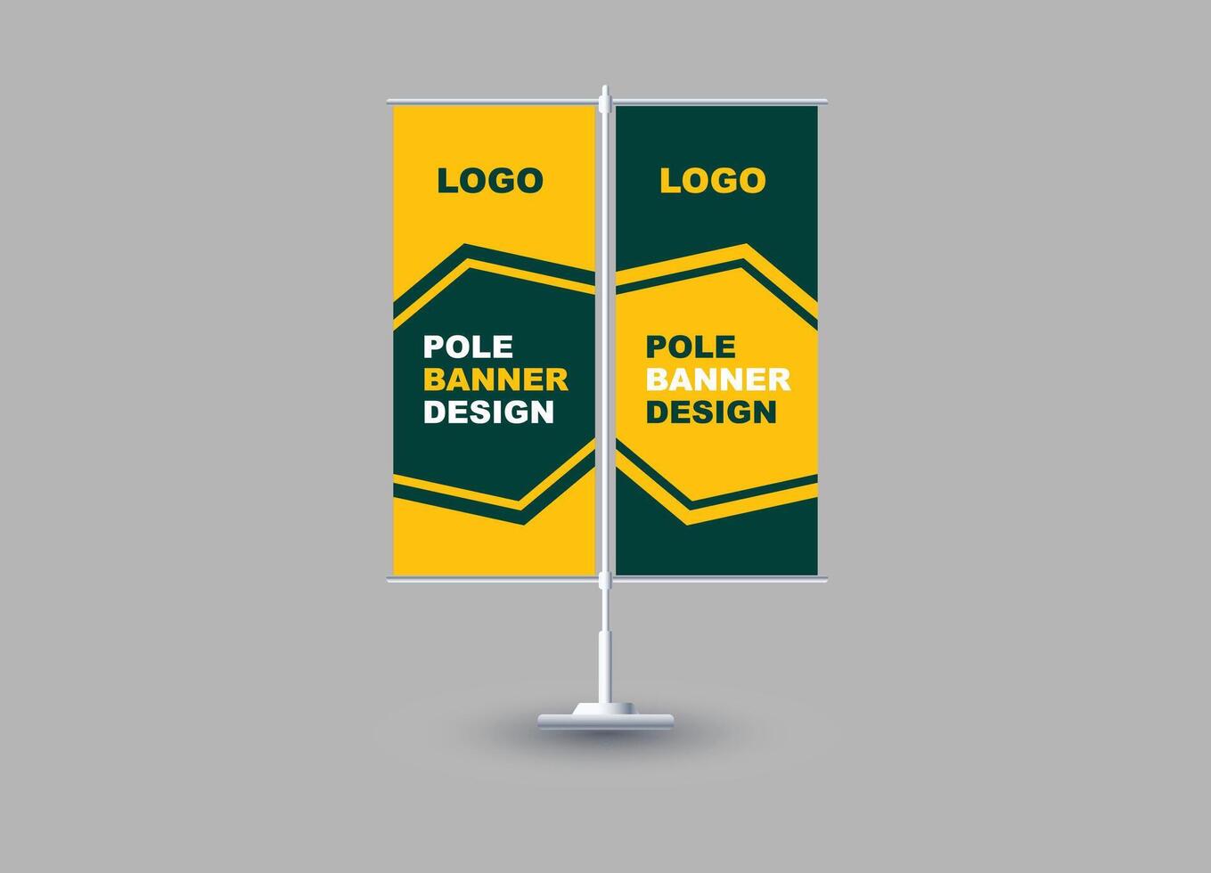 Pole Street Banner Design Template Green And Yellow Color Advertisement Promotion Announcement Modern Illustration vector