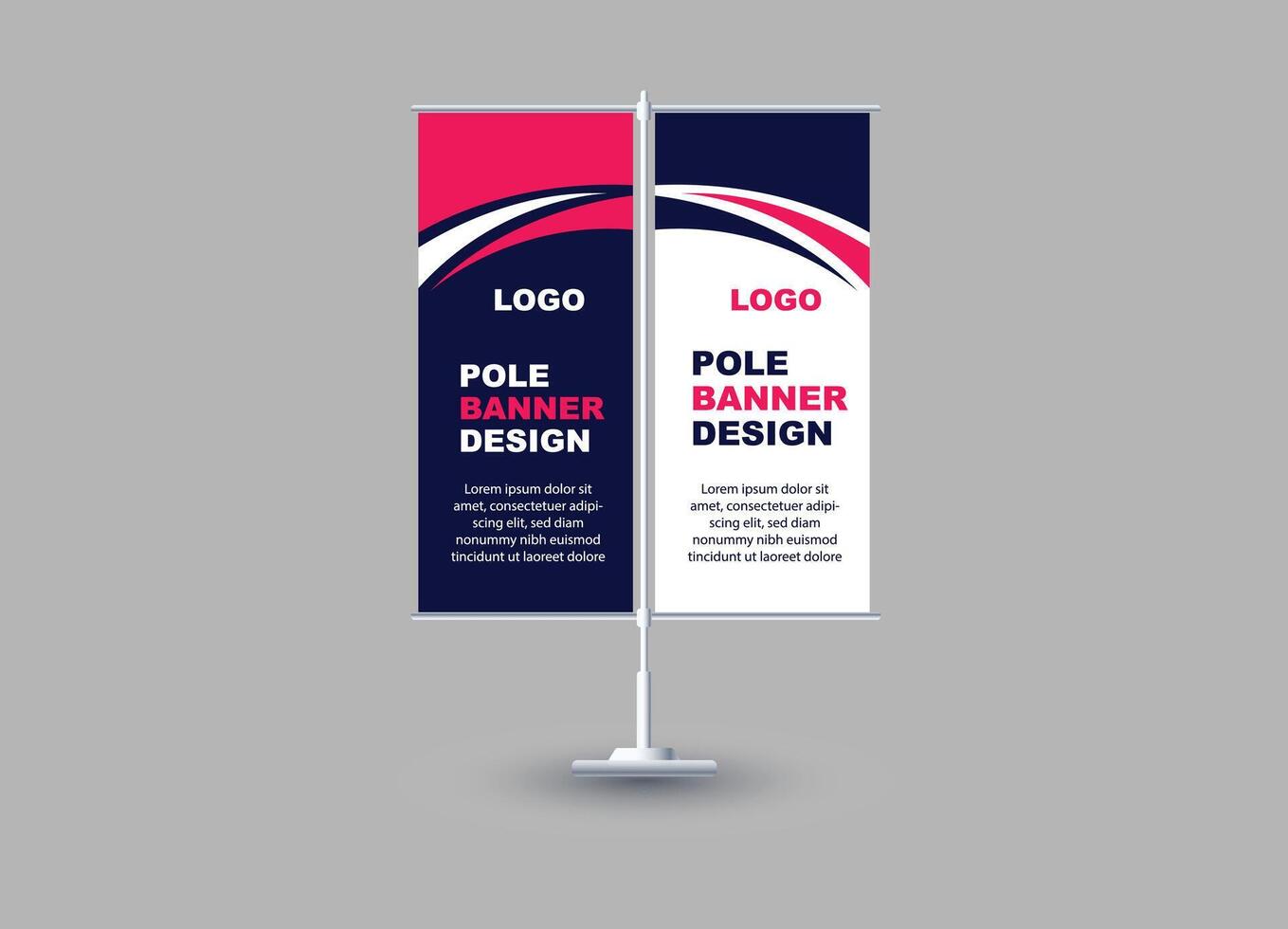Pole Street Banner Design Template Blue And Pink Advertisement Promotion Announcement Modern Illustration vector