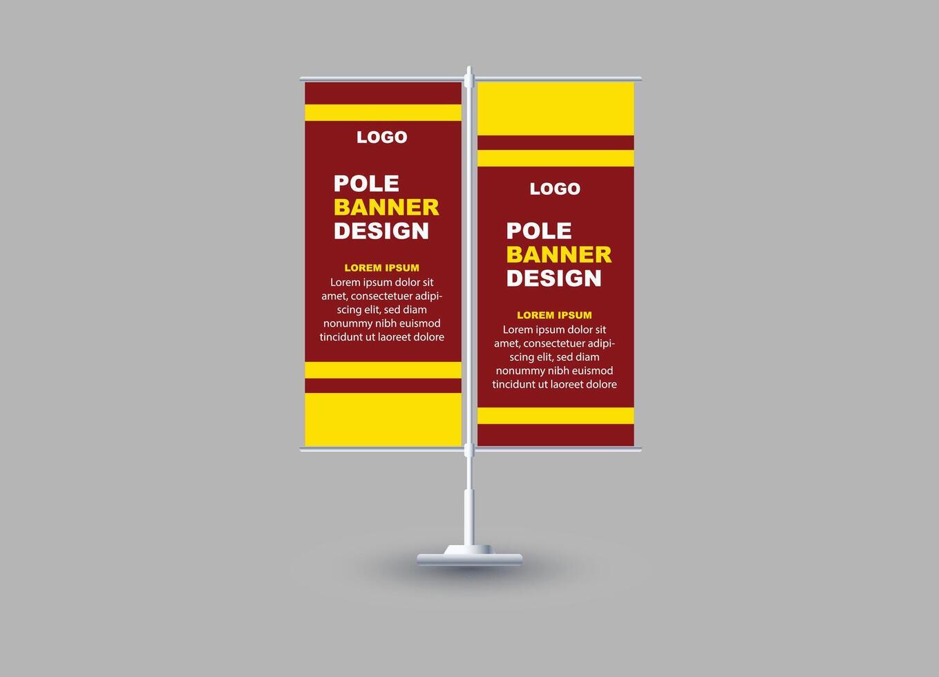 Pole Street Banner Design Template Red And Yellow Advertisement Promotion Announcement Modern Illustration vector