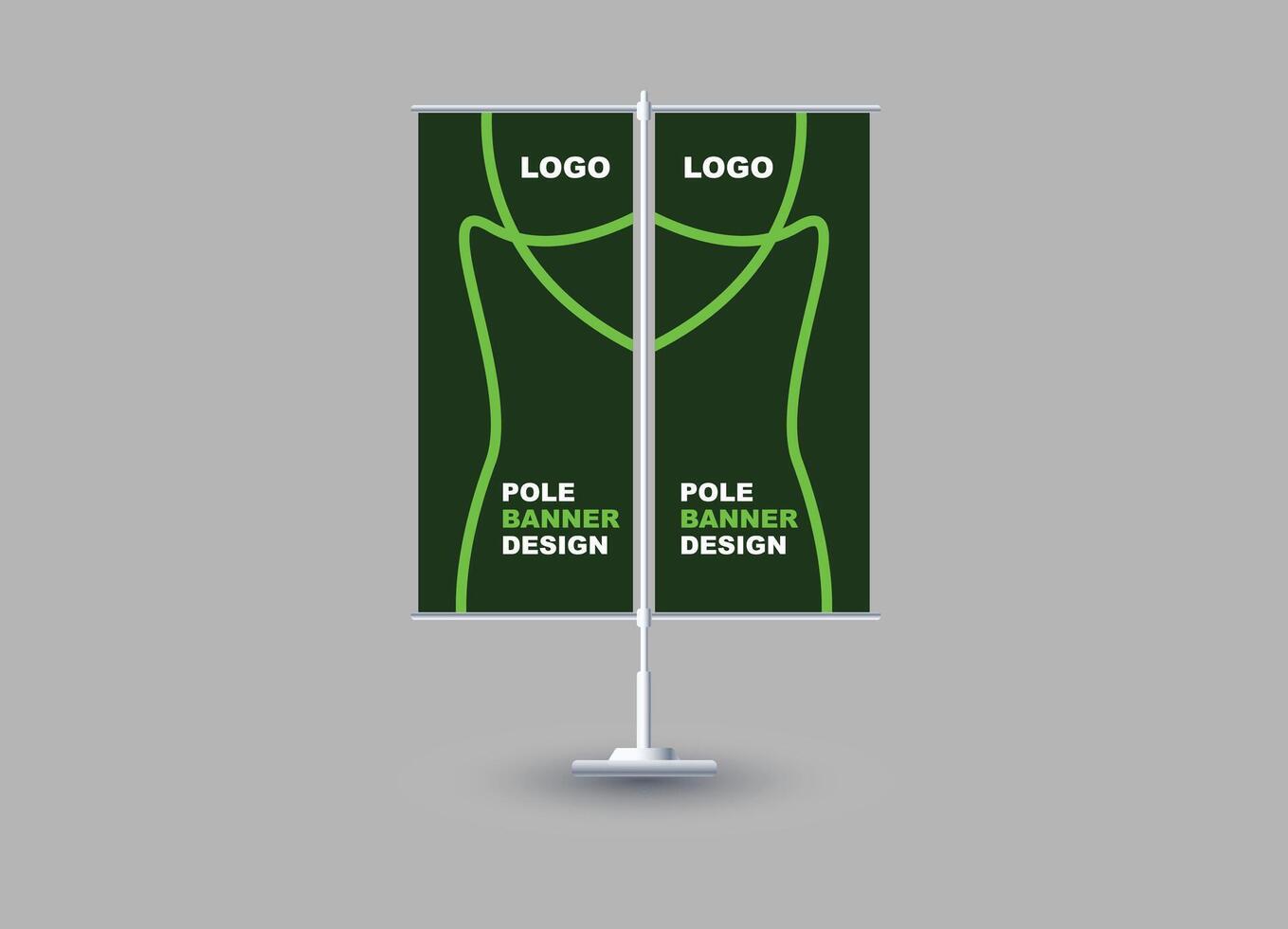 Pole Street Banner Design Template Green Color Advertisement Promotion Announcement Modern Illustration vector