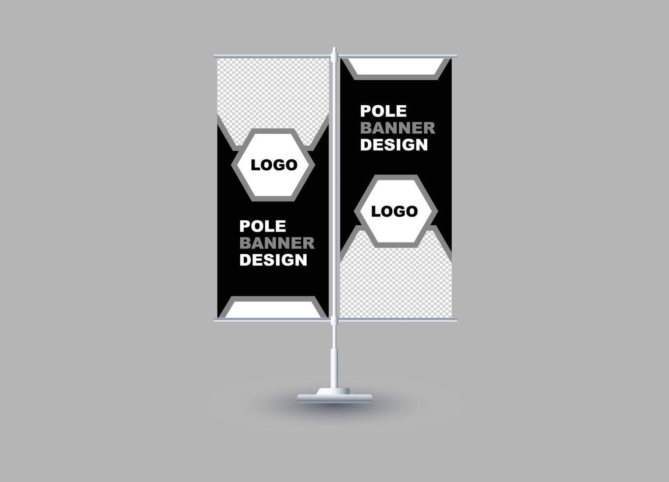 Pole Street Banner Design Template Black And Gray Advertisement Promotion Announcement Modern Illustration vector