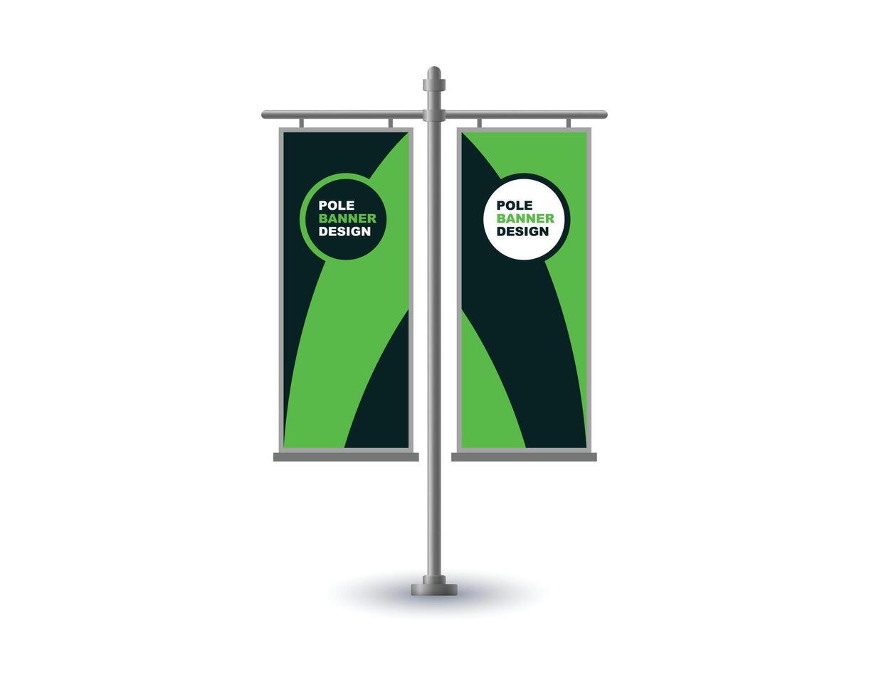 Pole Street Banner Design Template Green Advertisement Promotion Announcement Modern Illustration vector