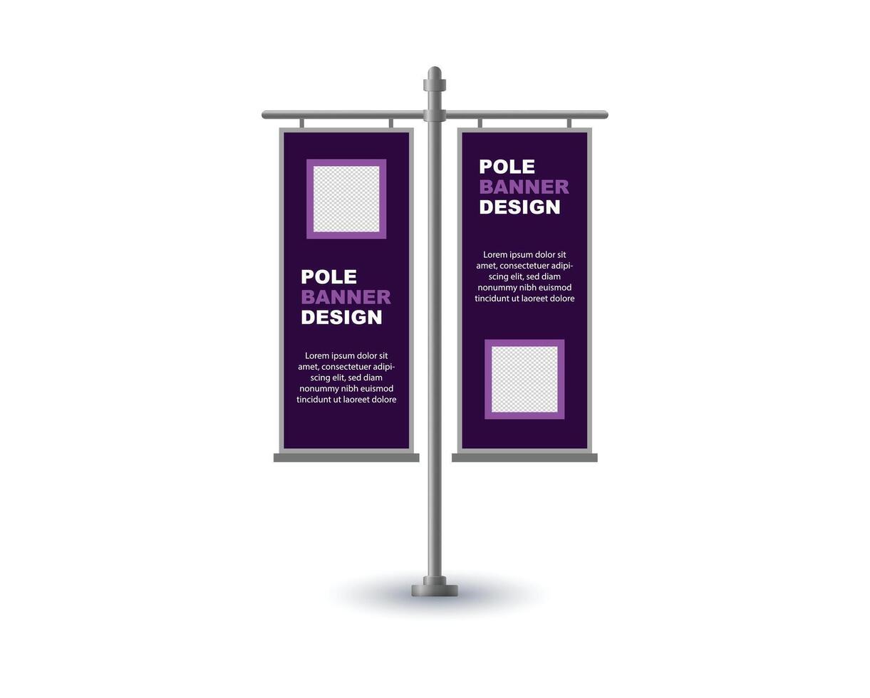 Pole Street Banner Design Template Purple Advertisement Promotion Announcement Modern Illustration vector
